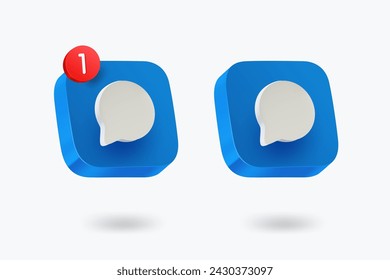 Chat bubble icons clipart isolated on white background. Vector 3d illustration 