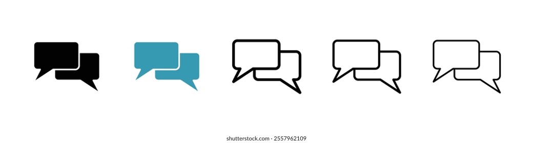 Chat bubble icons pack in black and blue.