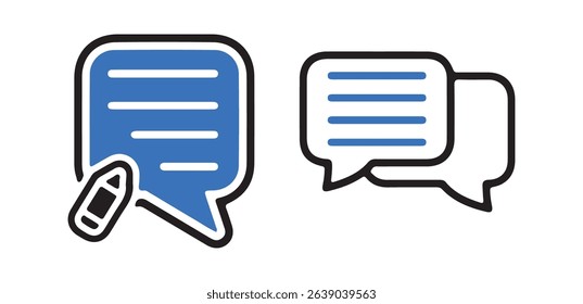 Chat Bubble Icons with Pencil and Message  Star Symbols – Vector Communication Icons. vector illustration eps 10
