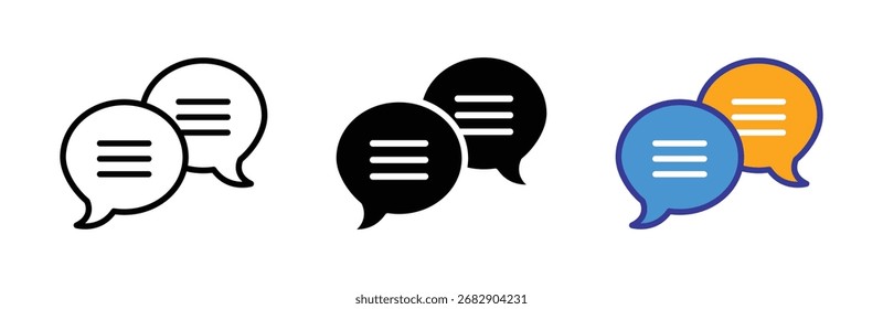 Chat bubble icons representing communication, conversation, or messaging, designed for use in social interaction, customer support, or digital communication.