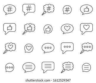 Chat Bubble Icons Thin Line Set Big