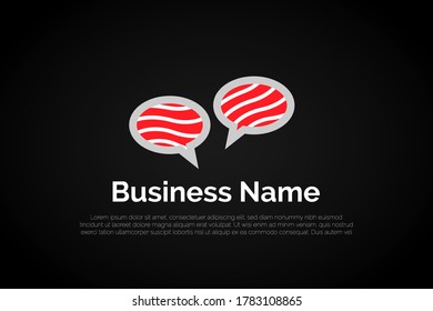 Burbuja de chat incorporada con la ilustración de sushi Concepto de logotipo inicial para su empresa, empresa, asociación, organización, institución o producto. Listo Para Usar. Logotipo inicial moderno