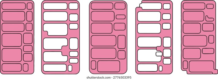 Chat bubble layouts template. digital communication interface designs for mobile applications