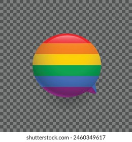 Chat bubble with lgbt flag colors. Rainbow flag. Vector illustration.	