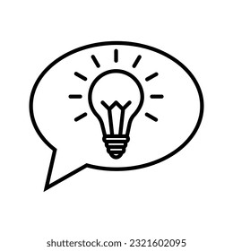 chat bubble with lightbulb icon vector