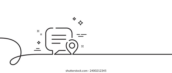 Chat bubble line icon. Continuous one line with curl. Speech dialogue box sign. Address message symbol. Chat bubble single outline ribbon. Loop curve pattern. Vector