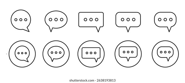 Chat Bubble line Icon set. comment icon speech bubble symbol. Chat, message, message, SMS, chat, chatting, talk stock line icon vector,