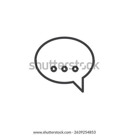 Chat bubble line icon with three dots inside. This outline vector icon represents communication, messaging, or conversation. Symbolic message icon in linear style.