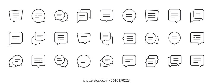 Chat Bubble Line Icons Set. Contain Icons as Dialogue, Feedback, Comment. Editable Stroke. Pixel Perfect.