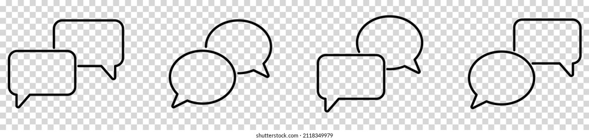 Chat bubble line icons. Vector illustration isolated on transparent background
