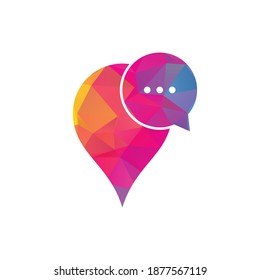 Chat bubble and location Pin Logo Design Element. Map pin and chat logo design icon