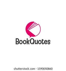 Chat bubble logo with book icon concept template