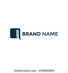 Chat bubble logo with book icon concept template