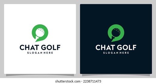 Chat bubble logo design template with golf graphic design illustration. icon, symbol, creative.