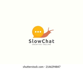 Chat bubble logo with snail design template