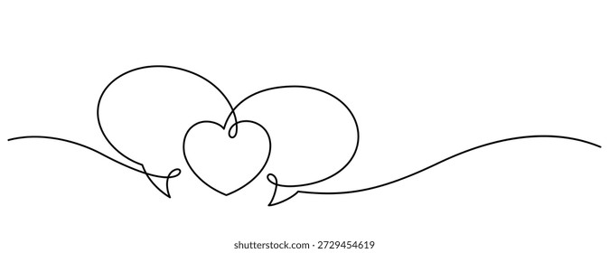 chat bubble love message communication one line drawing minimalism handdrawn copy space