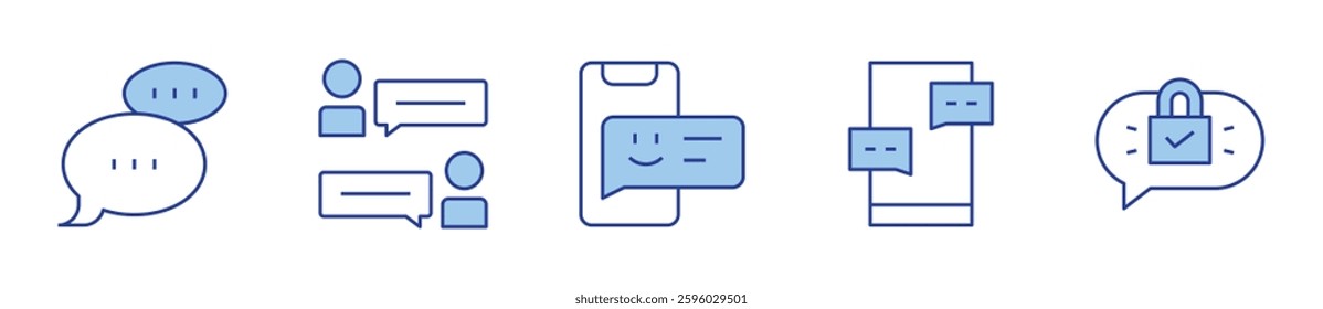chat bubble, chat, message. Chat Icon vector illustration. Line Duotone style. Editable stroke.