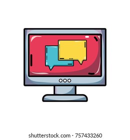 chat bubble message inside computer technology