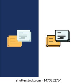 Chat, Bubble, Message, Popup  Icons. Flat and Line Filled Icon Set Vector Blue Background