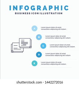 Chat, Bubble, Message, Popup Line icon with 5 steps presentation infographics Background