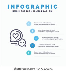 Chat Bubble, Message, Sms, Romantic Chat, Couple Chat Line icon with 5 steps presentation infographics Background. Vector Icon Template background