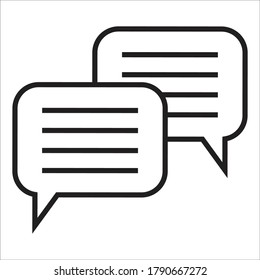 Diseño de líneas simples de iconos de mensajería de burbujas de chat 