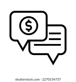 chat bubble with money, business talk icon vector