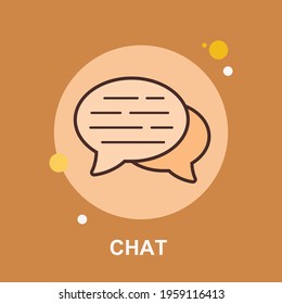 Chat con burbuja de chat sobre diseño de concepto plano marrón