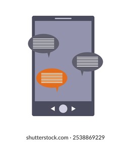 Burbuja de chat en el teléfono inteligente ilustrado sobre fondo blanco