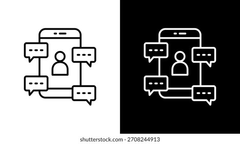 Diseño de conjunto de iconos blancos de contorno de burbuja