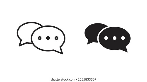 Chat bubble outlined and solid icon vector collection.