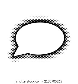 Chat Bubble Oval Shape With Gradient Halftone Shadow Vector Illustration