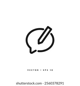 Chat Bubble Pencil Icon. Editable Stroke