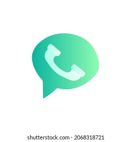 Burbuja de charla, con icono de teléfono en color degradado
