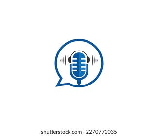 Chat Bubble Podcast Logo Icon Design Vector Symbol Modern Template illustration.