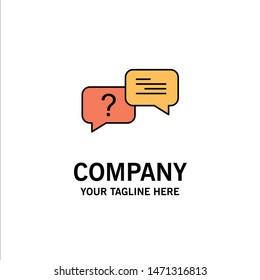 Chat, Bubble, Popup, Message Business Logo Template. Flat Color. Vector Icon Template background