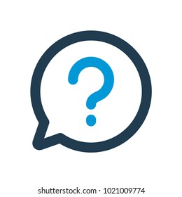 Chat bubble with question mark icon. FAQ sign. Support symbol. Vector illustration.