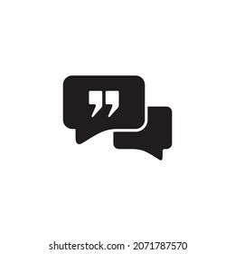 chat bubble quotes icon. quote mark. Speech mark. inverted commas symbol. vector illustration