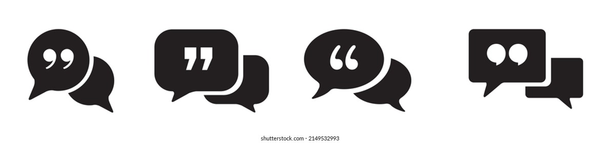 chat bubble quotes icon set. quote mark collection. Speech mark. inverted commas symbol. vector illustration