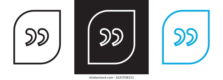 Chat bubble quotes icon . Vector for websites, mobile interfaces, presentations, banner, visual branding etc. Vector illustration. isolated on white and black background. EPS 10