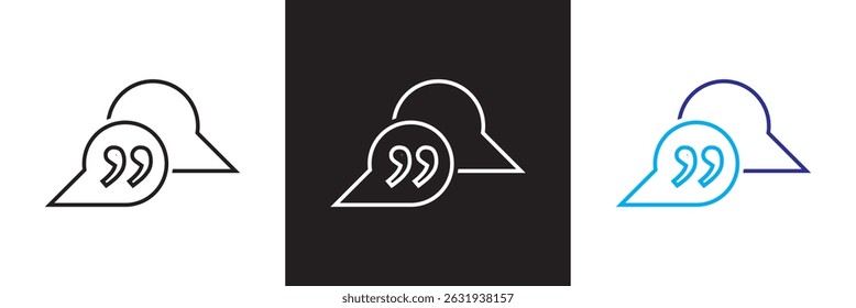 Chat bubble quotes icon . Vector for websites, mobile interfaces, presentations, banner, visual branding etc. Vector illustration. isolated on white and black background. EPS 10