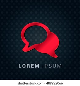 Chat Bubble Red chromium precious metallic 3D Icon / Logo Design
