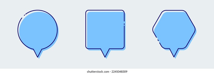 Chat bubble with retro design style. Minimal blank chat boxes sign.