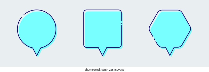 Chat bubble with retro design style. Minimal blank chat boxes sign.
