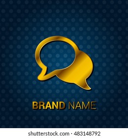 Chat Bubble Royal Golden & Blue Metallic Premium Corporate Logo / Icon