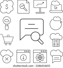 Chat-Blase, Suche, SEO-Symbol in einer Sammlung mit anderen Artikeln