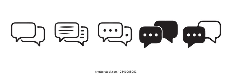 Chat bubble set outline vector isolated on white background. .Line chat icons for flat design. Talk baloon icons. Chat speech bubble. Victor illustration eps 10