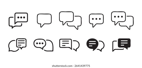 Chat bubble set outline vector isolated on white background. Chat icon. group chat bubble. Talk balloon icons. Chat speech bubble. Victor illustration eps 10