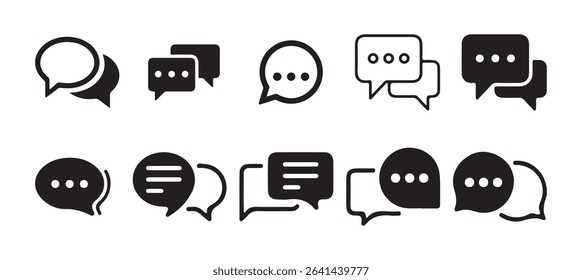 Chat bubble set outline vector isolated on white background. Chat icon. group chat bubble. Talk balloon icons. Chat speech bubble. Victor illustration eps 10