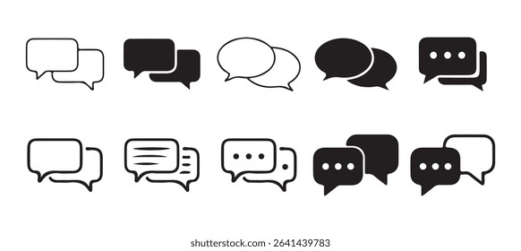 Chat bubble set outline vector isolated on white background. Chat icon. group chat bubble. Talk balloon icons. Chat speech bubble. Victor illustration eps 10